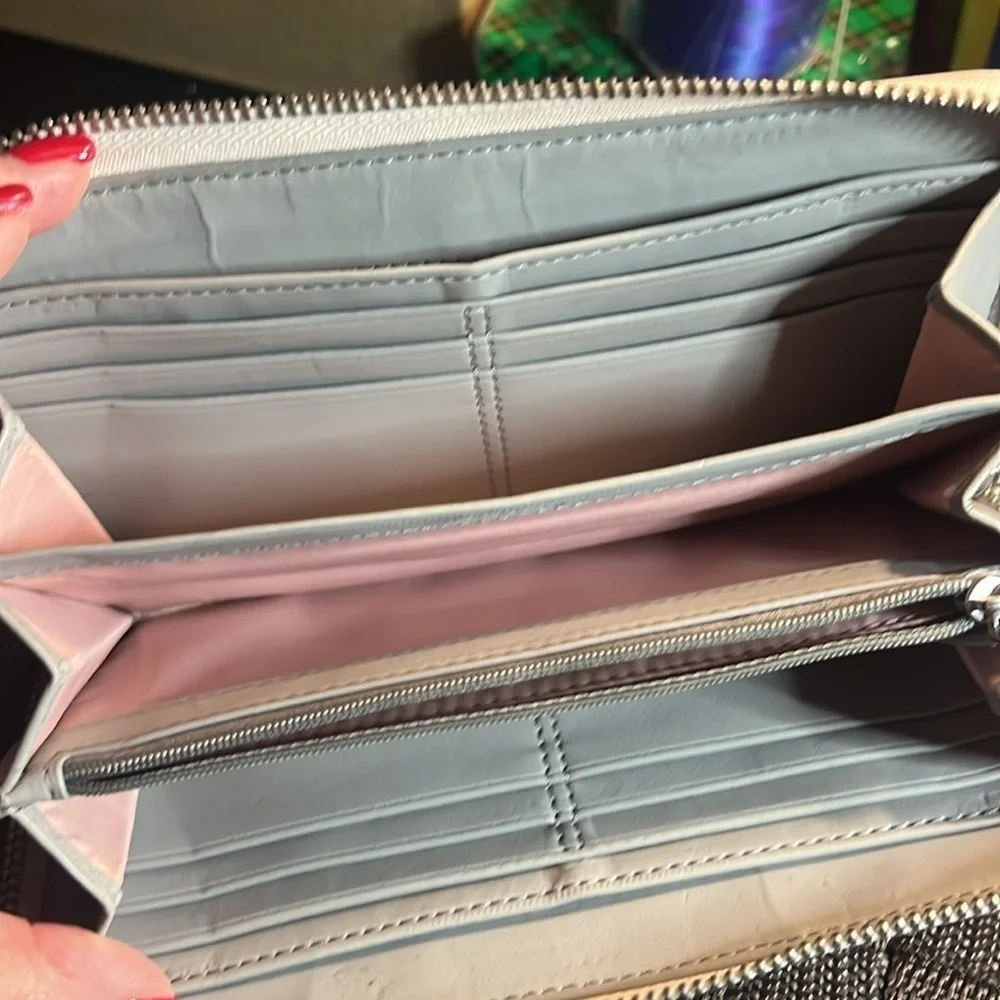 COACH CREAM PEWTER LONG WALLET PREOWNED